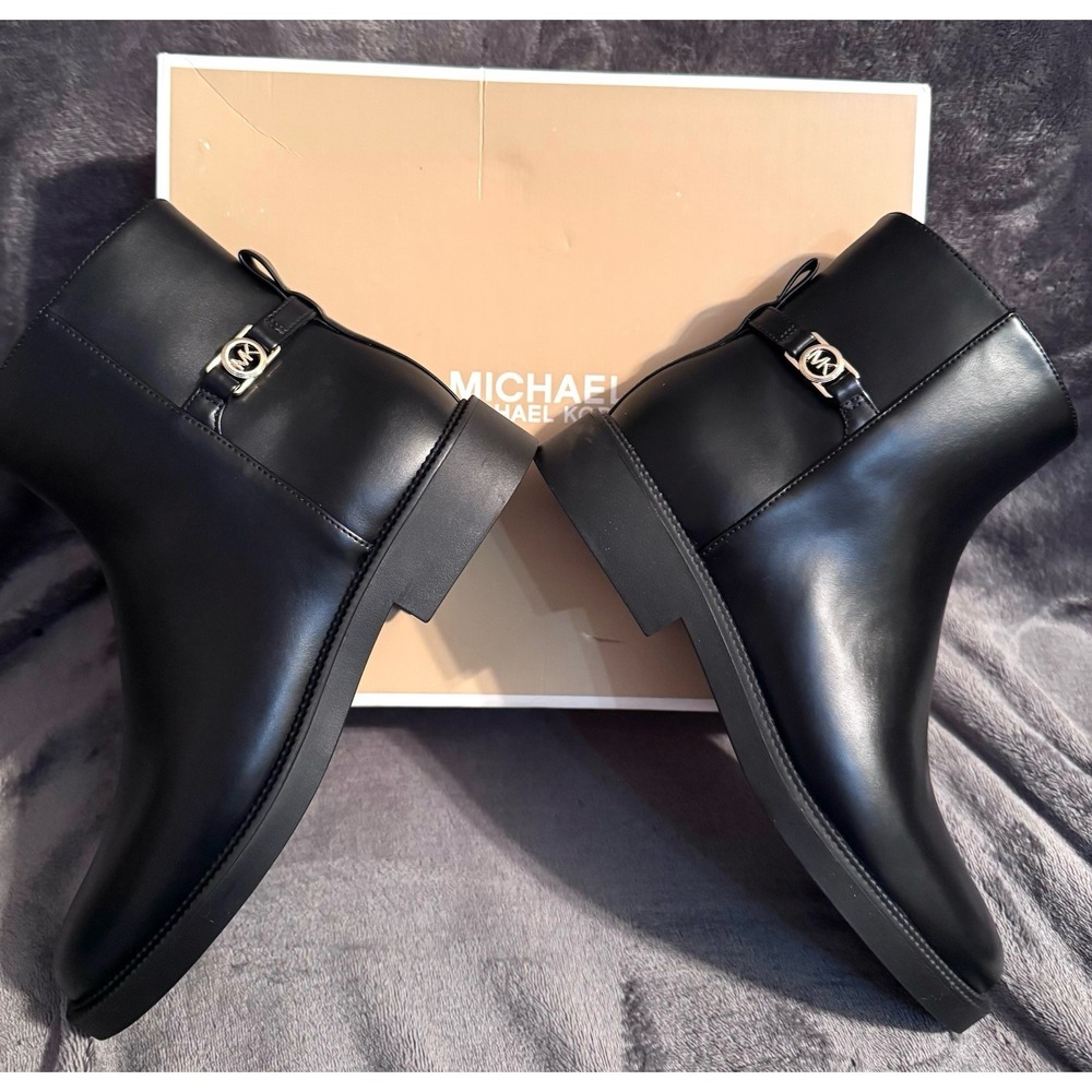 NIB ❤️ Michael Kors Mandy Boots Women Size 7M MSRP $150 Black Faux Leather Ankle - Picture 2 of 11